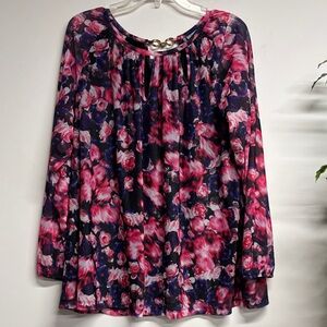 Jennifer Lopez Vibrant Pink and Purple Floral Top